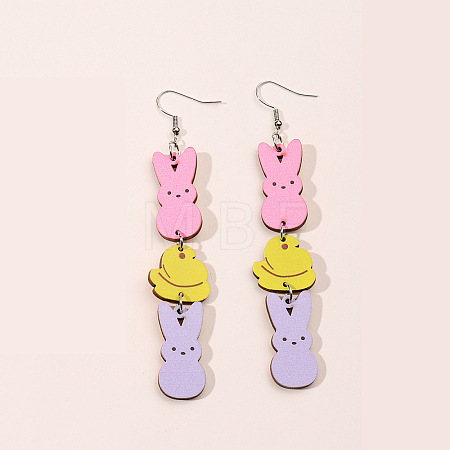 Easter Wood Dangle Earrings FS-WG30599-04-1