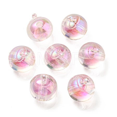 UV Plating Rainbow Iridescent Acrylic Beads OACR-A014-02C-1