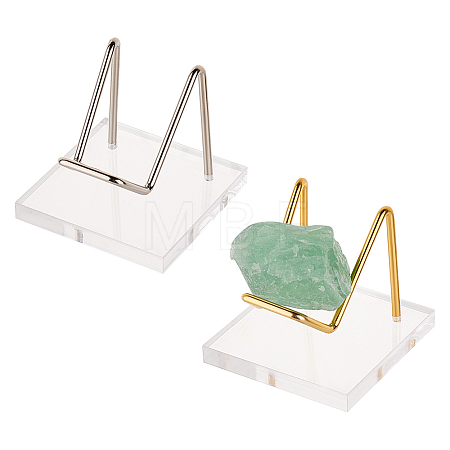 2Pcs 2 Colors Square Transparent Acrylic Mineral Crystal Display Stands ODIS-FG0001-60A-1