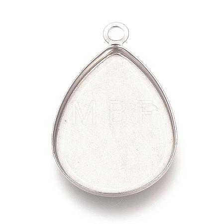 Tarnish Resistant 201 Stainless Steel Pendant Cabochon Settings STAS-S057-34-1