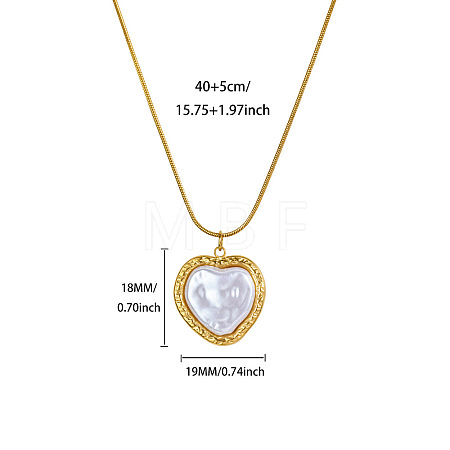 304 Stainless Steel & Imitation Pearl Pendant Necklaces for Women WGC3EE9-01-1