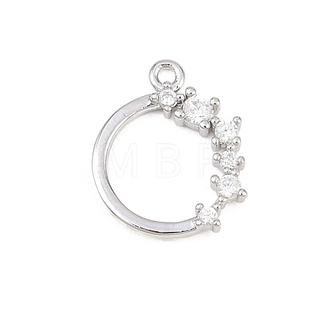 Brass Micro Pave Clear Cubic Zirconia Pendants KK-D225-14P-01-1