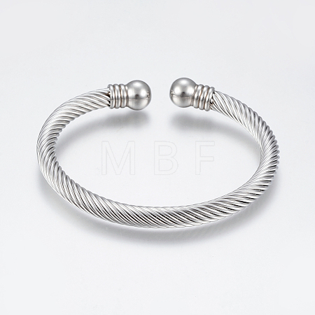 Tarnish Resistant 304 Stainless Steel Torque Bangles BJEW-G584-05B-1