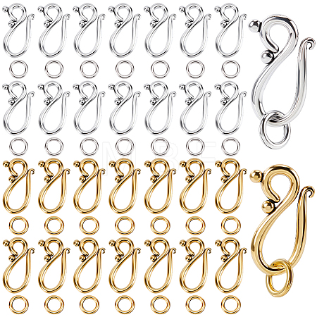 100Bags 2Colors Tibetan Style Hook and Eye Clasps FIND-SP0006-15-1