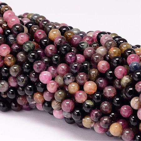 Natural Multicolor Tourmaline Beads Strands G-P132-07-6mm-1