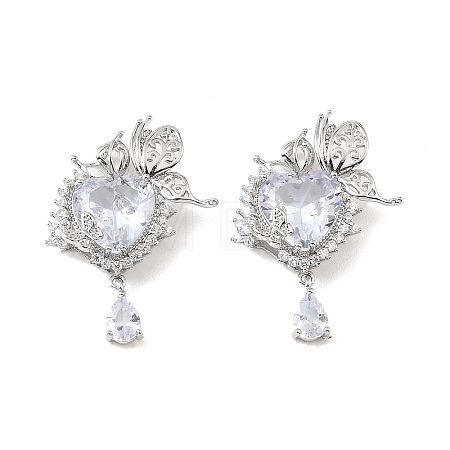 Brass & Clear Cubic Zirconia Pendants KK-G558-04P-1
