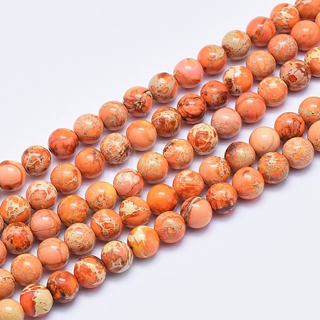 Natural Imperial Jasper Beads Strands G-A175B-8mm-07-1