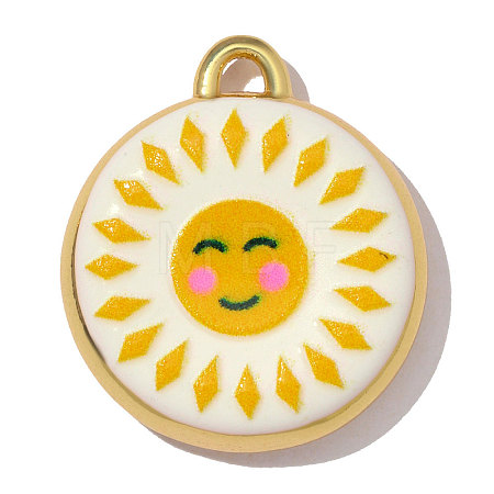 Printed Brass with Enamel Pendants KK-OY001-52G-1