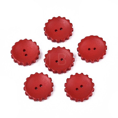 Spray Painted Natural Wood Buttons WOOD-T032-34D-1