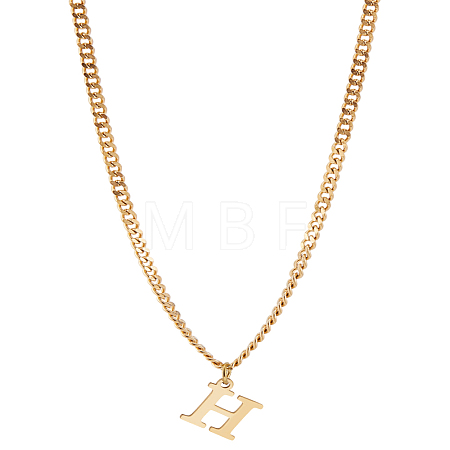 1Pc 304 Stainless Steel Letter Pendant Necklaces NJEW-LP0001-33H-G-1