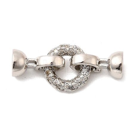Brass Micro Pave Clear Cubic Zirconia Fold Over Clasps KK-U059-55P-1