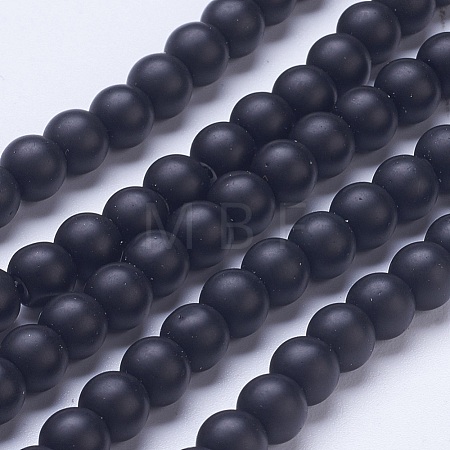 Frosted Glass Beads Strands G-D855-03-6mm-1
