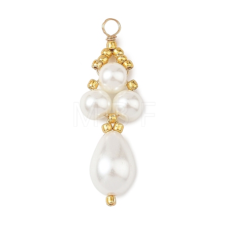 Dyed Glass Pearl Pendants PALLOY-MZ01374-1