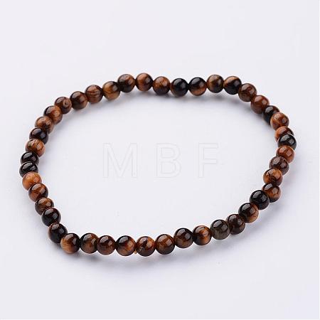 Natural Tiger Eye Beaded Stretch Bracelets BJEW-JB02459-02-1