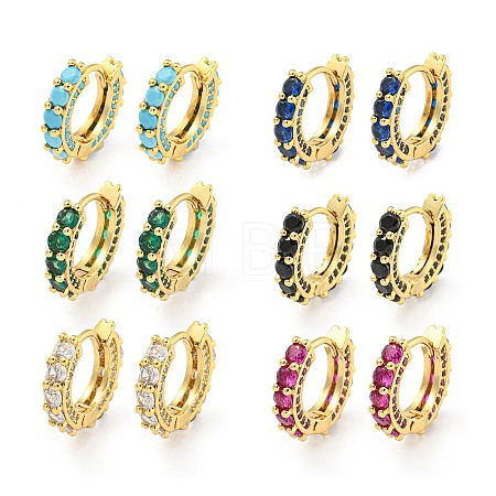 Rack Plating Brass Micro Pave Cubic Zirconia Hoop Earring EJEW-C102-13G-1