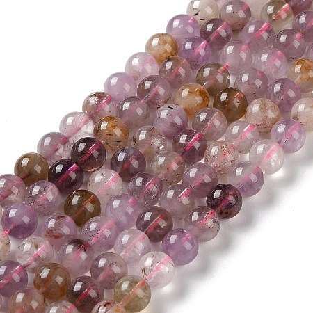 Natural Purple Rutilated Quartz Beads Strands G-M427-A01-02-1