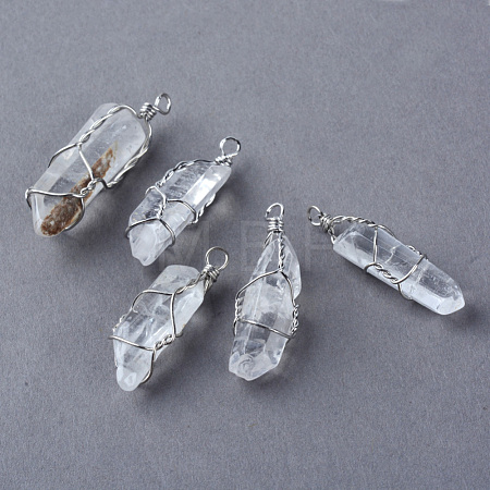Natural Quartz Crystal Pendants G-Q458-33-1