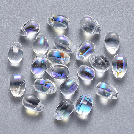 Transparent Spray Painted Glass Charms X-GLAA-R211-03-D07-1