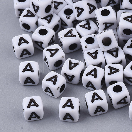 White Opaque Acrylic Beads X-MACR-R869-02A-1