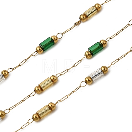 Handmade 304 Stainless Steel Glass Column Link Chains CHS-L032-14G-03-1