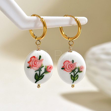 Hand Painted 201 Stainless Steel Hoop Earrings QR6468-2-1