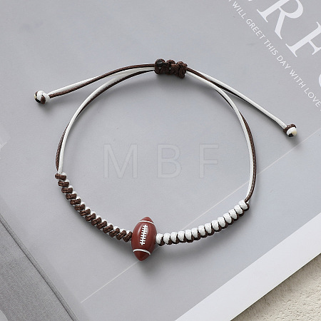 Sports Theme Waxed Cord Braided Bracelets FS-WG8B70B-06-1