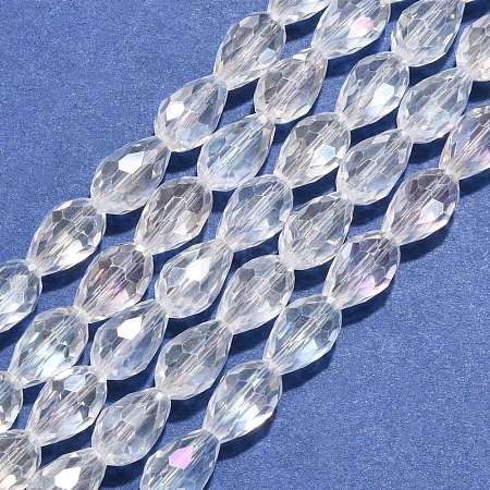 Electroplate Glass Beads Strands EGLA-D015-12x8mm-01-1