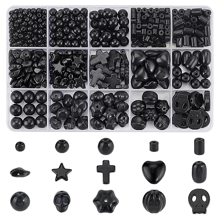 Dyed Synthetic Turquoise and Natural Obsidian Beads Sets G-AR0006-31-1