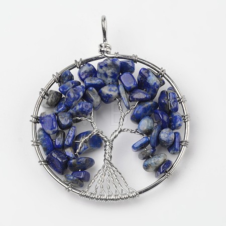 Tree of Life Natural Lapis Lazuli Big Pendants G-L455-D03-1
