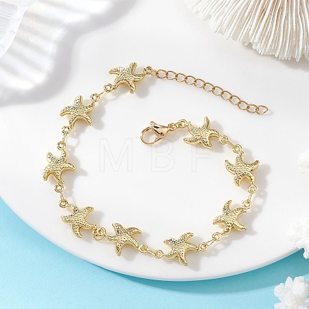 304 Stainless Steel Starfish Link Chains Bracelets for Women BJEW-JB13429-1