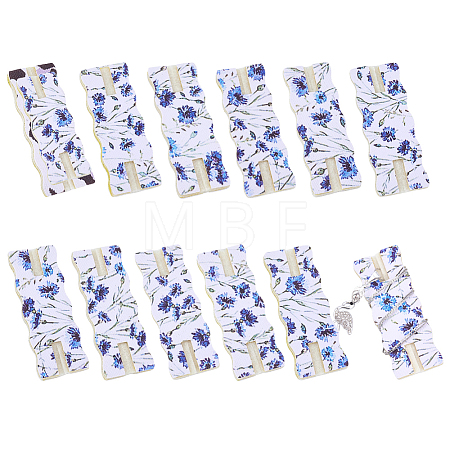 12Pcs Flower Printed Polyester Necklace Anti-Winding Display Cards CDIS-OC0001-14F-1