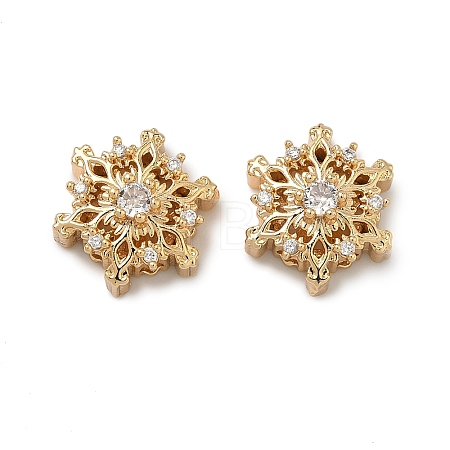 Christmas Brass Pave Cubic Zirconia Beads KK-A286-20G-01-1