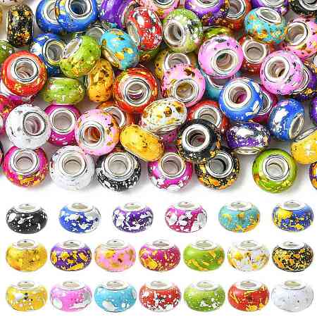 80Pcs 20 Colors Opaque Resin Rondelle European Beads RESI-FS0002-46-1