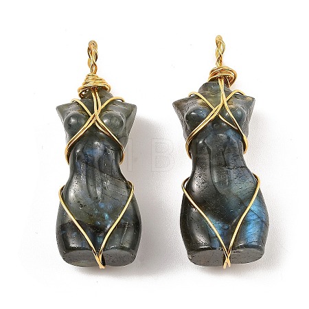 Natural Labradorite Pendants G-K338-30G-02-1
