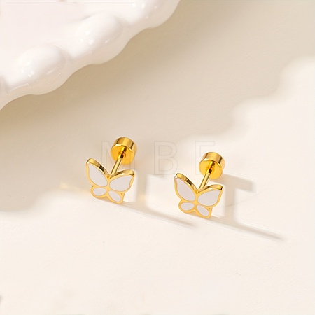 Butterfly Stainless Steel Enamel Stud Earrings XO5160-2-1