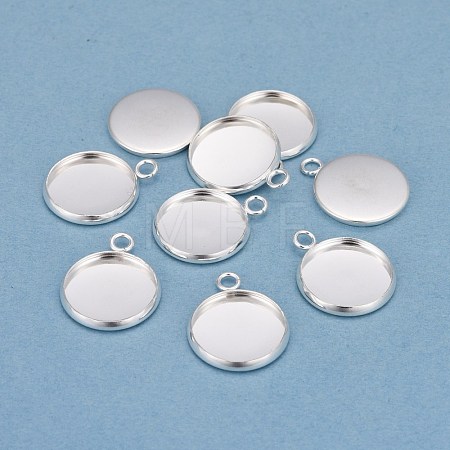 304 Stainless Steel Pendant Cabochon Settings STAS-F191-14S-D-1