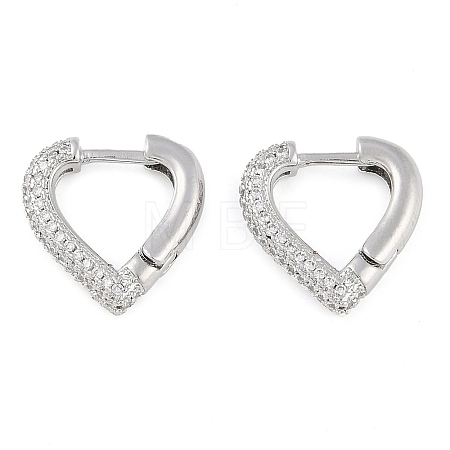 Brass Pave Clear Cubic Zirconia Hoop Earrings for Women EJEW-S225-11P-02-1