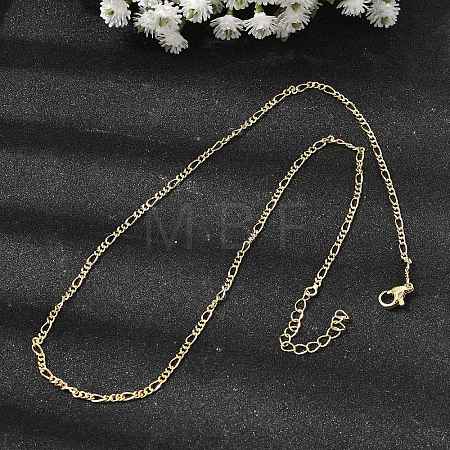 Brass Figaro Chain Necklaces for Women NJEW-B157-02G-1