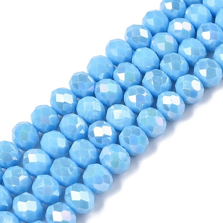 Electroplate Glass Beads Strands EGLA-A044-P8mm-B08-1