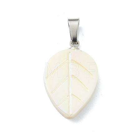 Natural Freshwater Shell Carved Pendants PALLOY-JF05288-02-1