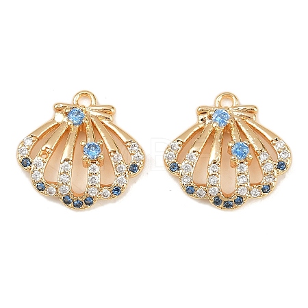 Brass Micro Pave Cubic Zirconia Charms KK-F906-13G-1