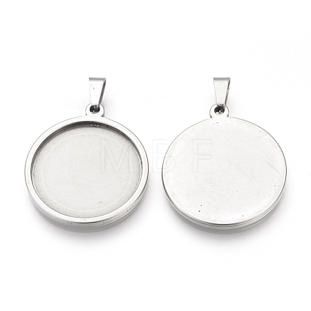 Non-Tarnish 304 Stainless Steel Pendant Cabochon Settings X-STAS-S073-04P-1
