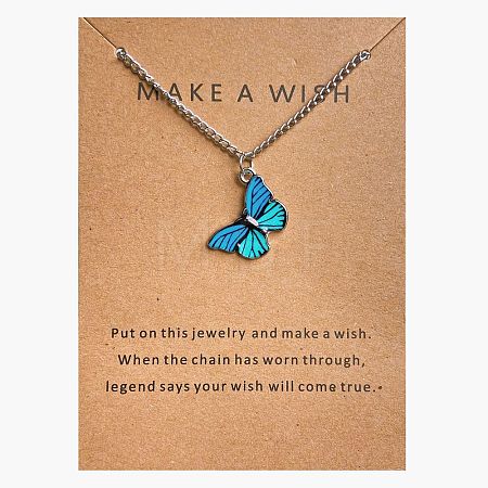 Bohemian Alloy Enamel Butterfly Pendant Necklaces for Women WG0CAA2-08-1