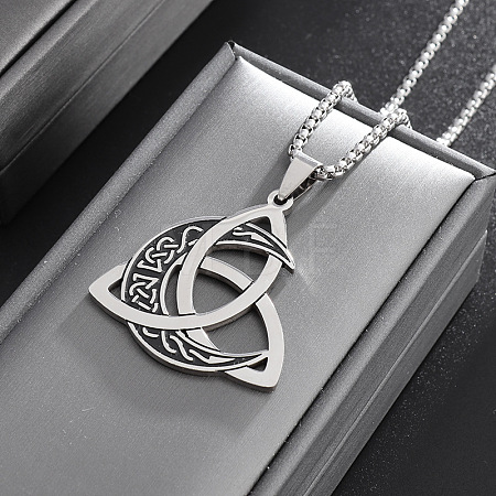 Viking Triskelion Knot Moon 201 Stainless Steel Pendant Necklaces for Men FS-WG9ED82-01-1