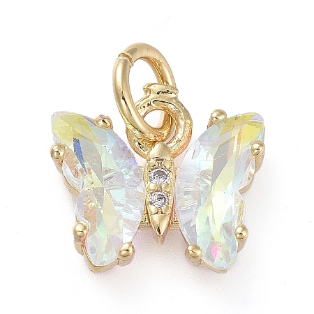 Brass Micro Pave Clear Cubic Zirconia Pendant ZIRC-P079-B01-15-1