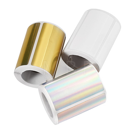 3 Rolls 3 Styles Vinyl Plastic Printable Holographic Stickers OFST-TA0001-10E-1