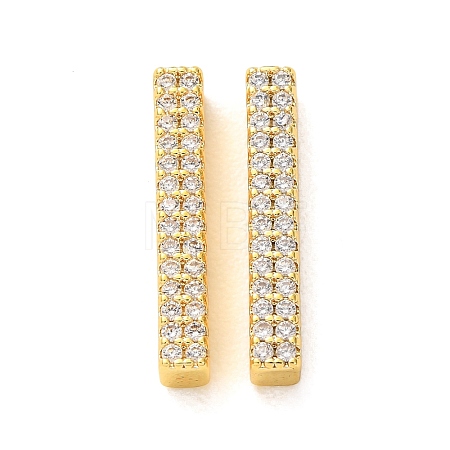 Brass Micro Pave Clear Cubic Zirconia Rectangle Spacer Bars CU-H003-02G-1