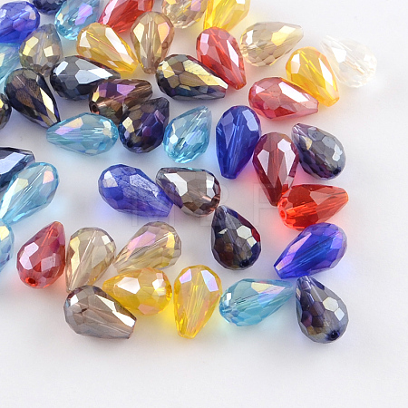 AB-Color Plated Teardrop Glass Beads EGLA-R104-5x7-1