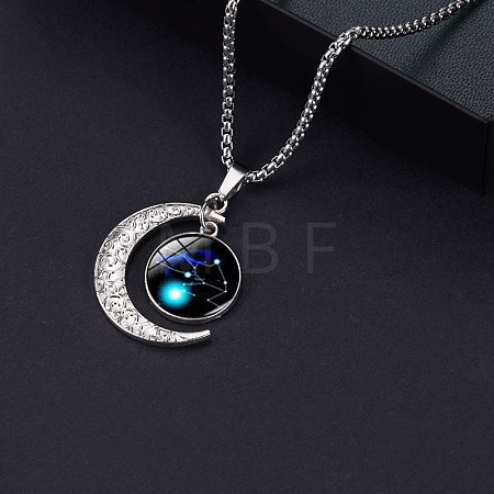 Alloy & Glass Luminous Moon Constellation Pendant Necklaces WG12A0F-04-1
