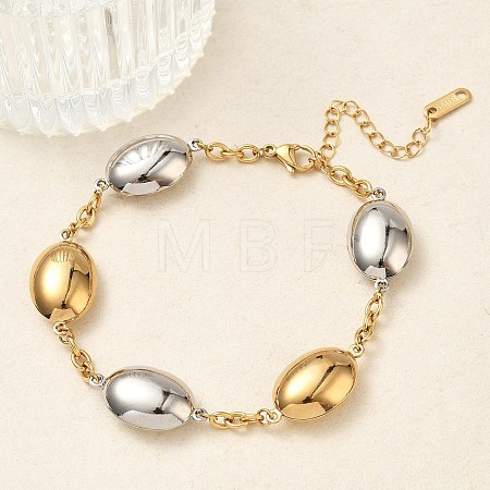 Two Tone Oval 304 Stainless Steel Link Bracelets for Women BJEW-A169-12GP-1